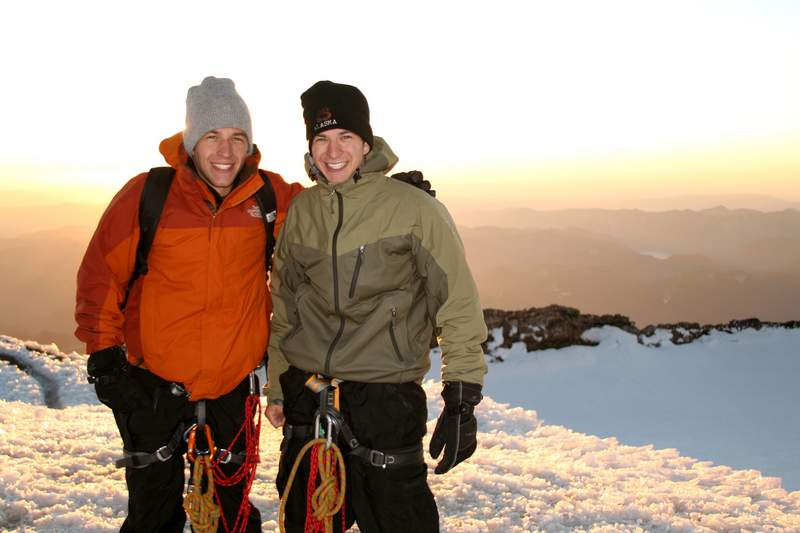 Michael Rowley and Derek Rowley atop Mt. Rainier, 2008
